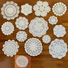 4 7-12in Vintage Hand Crochet Lace Doilies Flower Placemats Coasters 15pcs lot