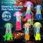 6pc Jellyfish Aquarium Decor Artificial Glowing Effect Fish Tank Ornament Diy