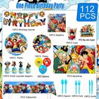 112 Pcs One Piece Party Decorations And Tableware Set Backdrop Plates Banner