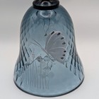 Vtg Fenton Hand Painted Butterfly Diamond Optic Blue Glass Bell - Signed