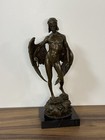 Icarus Bronze Statue Mythological Sculpture Figurative Art Decor Winged Man Rare