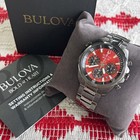 Classic Bulova Marine Star 98b350 Red Dial 43mm Chronograph Quartz Men s Watch