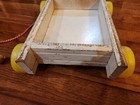 Vtg Playskool  White Wooden Wagon W  Red Graphics   Pull String  Wagon Only