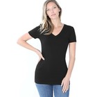  zenana Outfitters  V-neck Short Sleeve T Shirt Plain Solid Top Stretchy Cotton