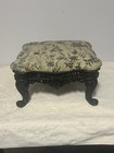Victorian Style Florals Cushioned Upholstered W cast Iron Vtg Foot Stool Ottoman