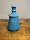 Antique Victorian Bristol Satin Blue Glass Vase Hand Blown Then Painted Flowers