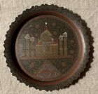 Vintage Mcm Brass Indian   Middle Eastern  2  Bud Vases   Tray - Engraved