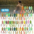 50pcs Frog Soft Lures 5 5cm 12g Topwater Bass Fishing Lures Lots Crankbaits