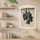Vintage Bat Wall Art  Gothic Natural History Illustration Poster  Retro Dictiona