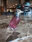 Very Rare Antique Metal Cranberry Glass  Salt Shaker Bird Glass Eyes