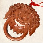 Peach Wood Beast Head Pendant  Wood Carved Eight Trigrams Mirror