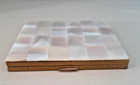 Vintage 1940s Mother Of Pearl On Brass Loose Powder Mirrored Compact - Part Full