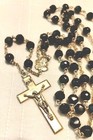 Antique Sterling Silver Black Crystal Rosary Sacred Heart Of Jesus Catholic   