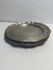 Vintage Set Of 4 Rwp Pewter Plates  Silver Color  Scalloped Edge Pattern