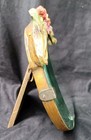 Antique Barbola Dresser Vanity Mirror Round Beveled Glass Hand-painted Flowers