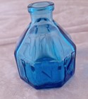 Euc 2 75  Vintage Wheaton N  J  Ink Cobalt Blue Octagon Glass Bottle