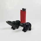 Vintage Green Jade Hand Carved Bear Figurine And Black Bear Small 2 
