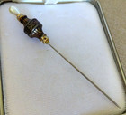 Vintage Victorian Style  3  Gold Tone Faux Pearl Rhinestone Stick Pin Hat Pin