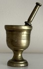Antique Mini Brass Pharmacy Mortar And Pestle Cast Brass 2 3 4    H Pedestal Base