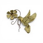 Vintage Brass Hummingbird And Flower Wall Hanging Decor Copper Accents Mcm Art