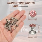 6mm Leather Rivets  70 Sets Rhinestone Studs Rivet  Pink Silver Tone
