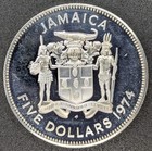 1974 Jamaica  5 Five Dollar Norman W Manley Silver Coin Uncirculated Proof