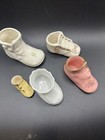 Vintage Lot Of 6 Mini Ceramic Pottery Baby Shoe Planter Bootie Shower Decor Vase