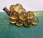 Vintage Mcm Lucite Acrylic Grapes Cluster On Wood 1 5    Round Yellow Amber 8 