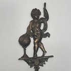 Antique French 19th Century Bronze Cherubim Putti History Wall Ornament Applique