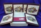 Set Of 6 Pimpernel Cork Backed Drink Coasters - Pansies - Made In England