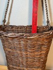 Vintage Wicker Pocket Wall Basket Woven Hanging  Brown Twigs - Large
