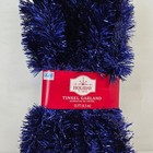 Holiday Time Tinsel Garland Shiny Blue 15 Ft Purplish Tint