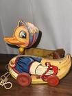 Vintage Fisher Price  540 Granny Duck Easter Pull Toy Cart Wagon