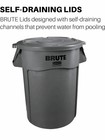 Rubbermaid Commercial Fg261960gray Brute Trash Can Lid  Round  20 Gal Capacity 