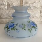 Vintage Light Blue Hurricane Oil Or Electric Glass Lamp Shade For 12  Fitter