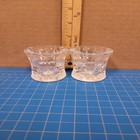Clear Glass Candle Holders Set 2 Votive Tea Light Diamond Cut Design Decor