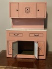 Vintage 50s Pink Wolverine Metal Toy Kitchen Hutch Cabinets Matches Fridge