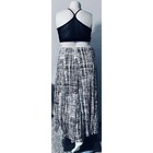 Gnw Womens Xl Pleated Maxi Skirt Black White Geometric Abstract Mesh Y2k Euc