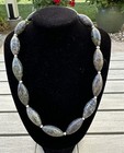 Vtg Gjs Signed 925 Sterling Silver Green Stone Necklace Bracelet Earrings Set