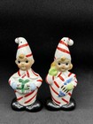 Vintage Norcrest Ceramic Candy Cane Pixie Elf Salt   Pepper Shakers Rare Japan