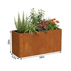 Corten Steel Planter 36x12x16 Inch Metal Rectangular Garden Planter For Outdoors