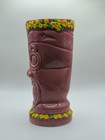Tiki Mug Ceramic Pink Hawaiian Face Yellow Flower Lei Polynesian Cocktail Cup