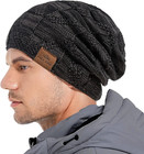 Mens Winter Slouchy Beanie Warm Fleece Lined Skull Cap Baggy Cable Knit Hat
