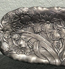 Vintage Arthur Court Iris Flower Embossed Aluminum Oval Serving Tray  18 5 Inch