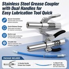Durable Stainless Steel Grease Coupler Fits Standard Grease Guns Easy Use Quick