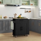 Kitchen Island With Storage And Power Outlets  Rolling  Black