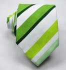 New Classic Stripe Green White Black Woven 100  Cotton Men s Tie Necktie