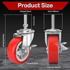 3 Inch Heavy Duty Stem Casters Swivel Wheels With Brake 3 8  -16 X 1-1 2 Set Of