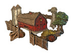 Vintage 1974 Burwood Company Wall Plaque 3d Molded Rustic Farm Scene Red Barn