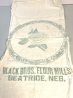 Beatrice Nebraska Black Bros  Flour Mills Cloth Sack 11  X 26 